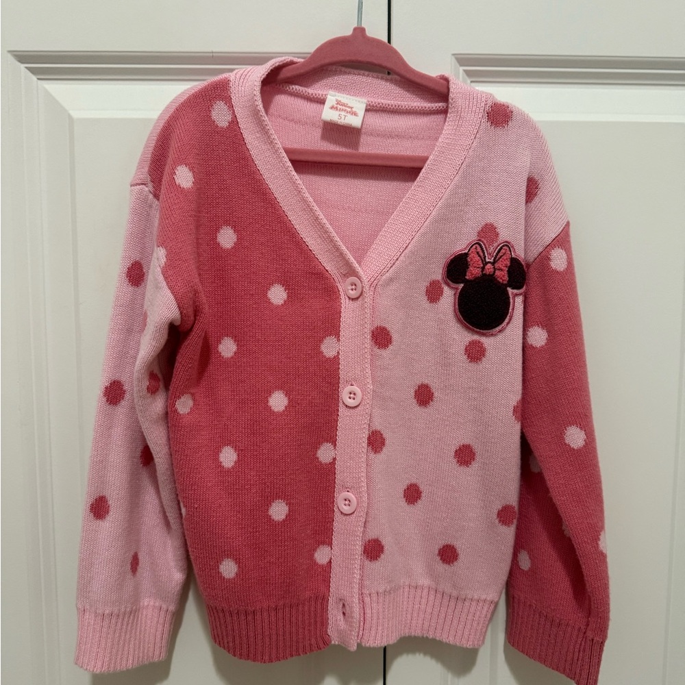 Disney Minnie Mouse Pink Polka Dot Girls 5T Cardigan